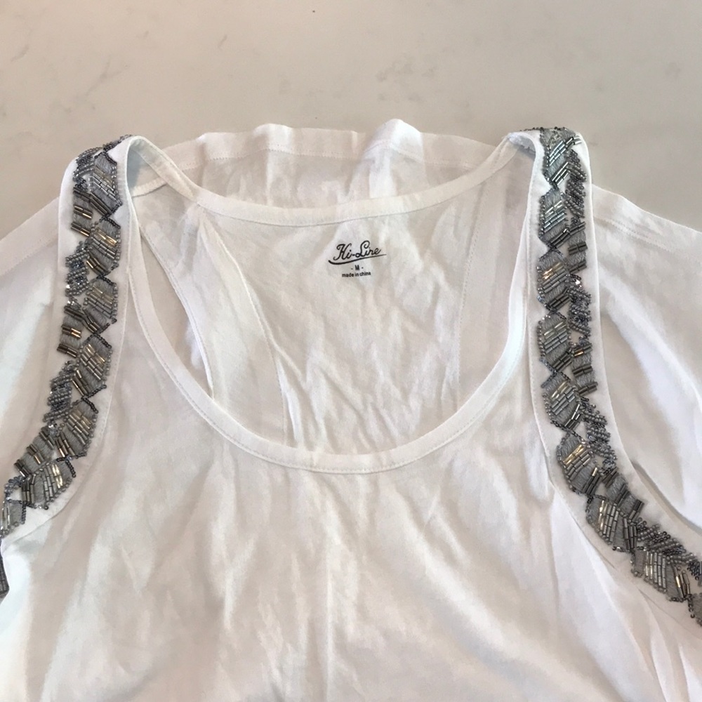 Hi-line white cotton tank top